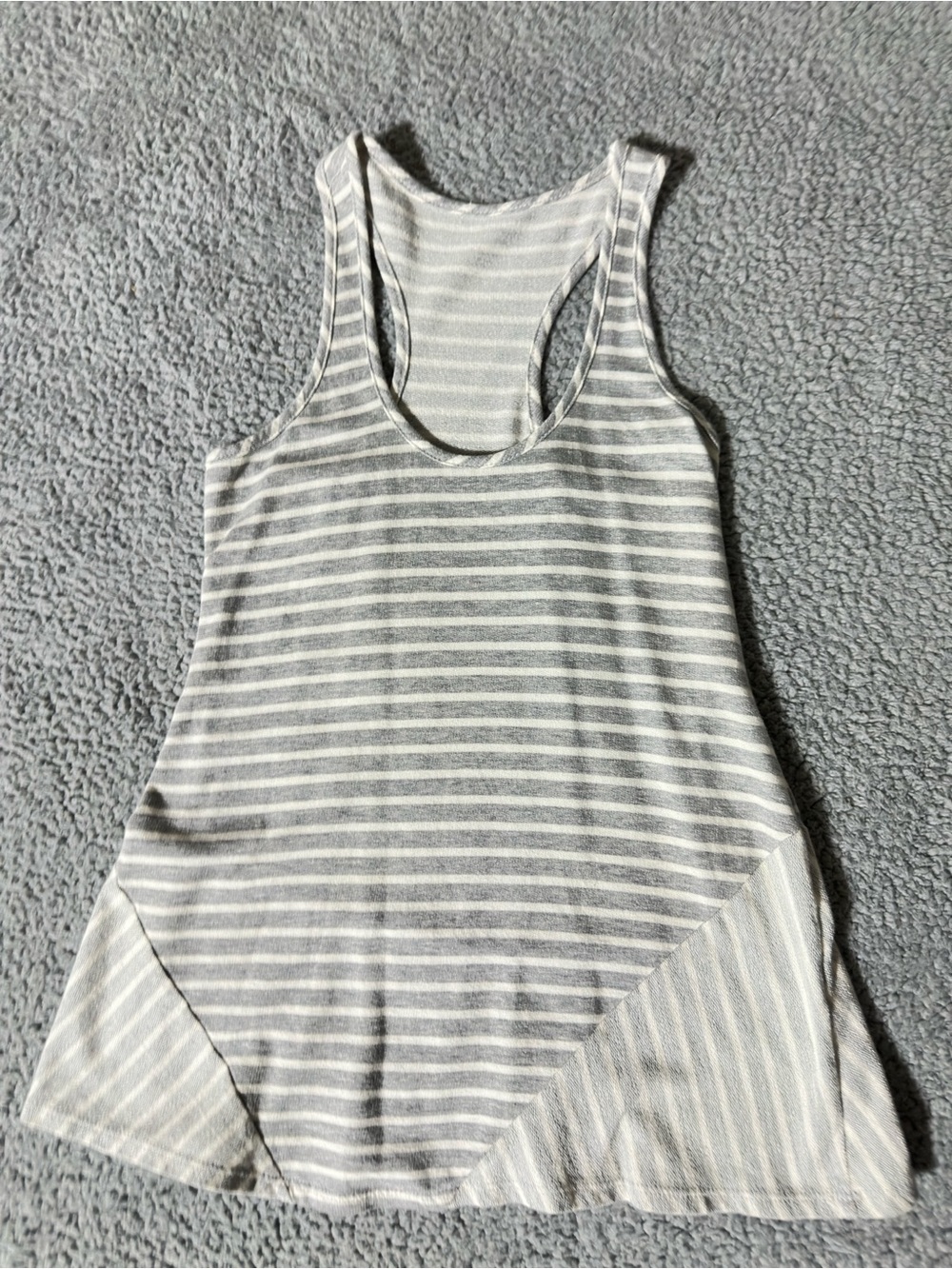 Gray White Summer Striped Racerback Tank Top Women’s Small Casual Sleeveless